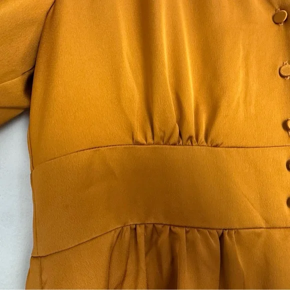 J. Crew NTW Button-Front A-line Midi Dress in Mustard sz 12 - Picture 7 of 11